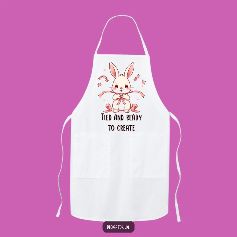 Funny Rabbit Ribbon Apron: Whimsical Gift for Kitchen Crafters!