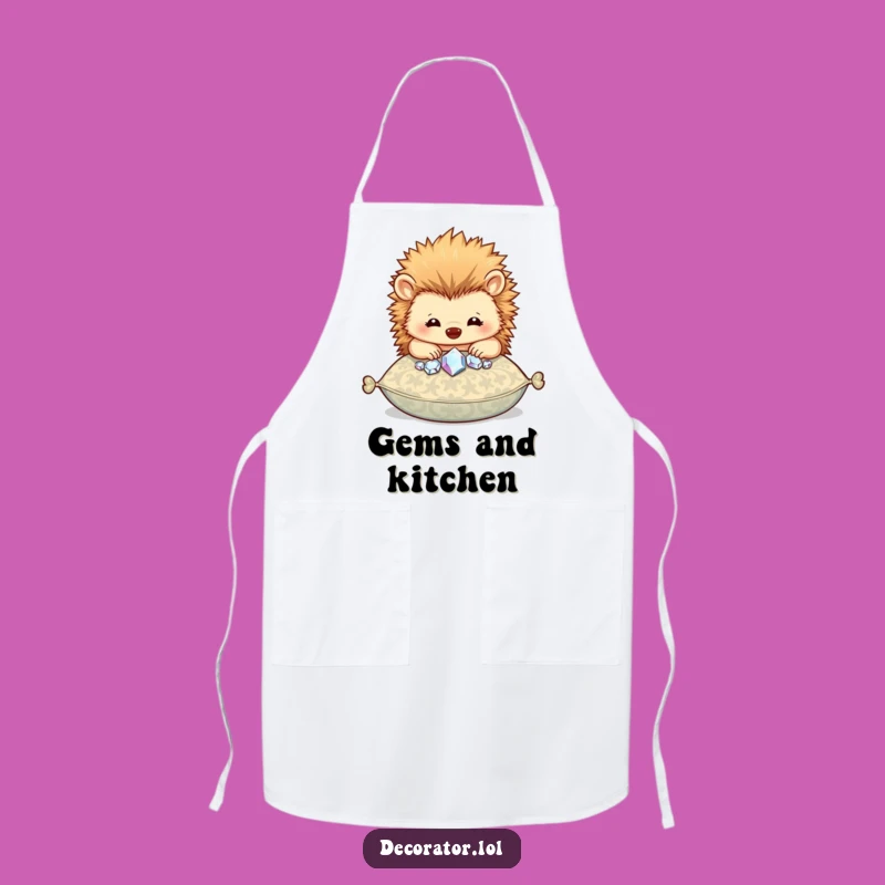 Funny Hedgehog Gem Apron: Sparkly Kitchen Gift!