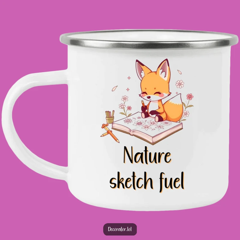 Funny Fox Floral Sketch Camping Mug: Outdoor Art Gift!