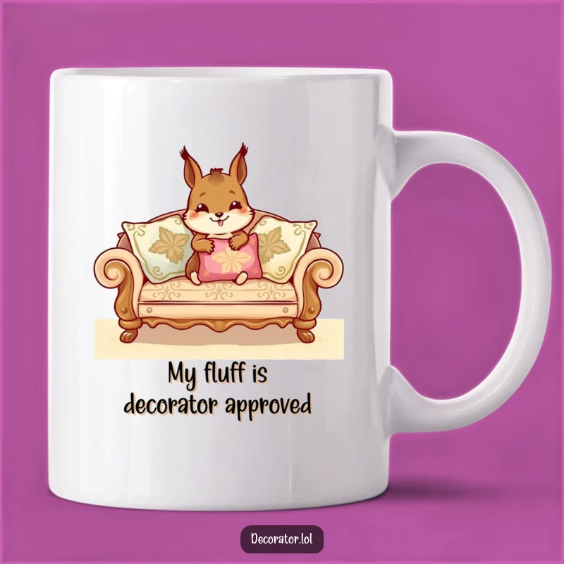 Funny Squirrel Decorator Mug: Charming Sofa Scene, Perfect Humorous Gift