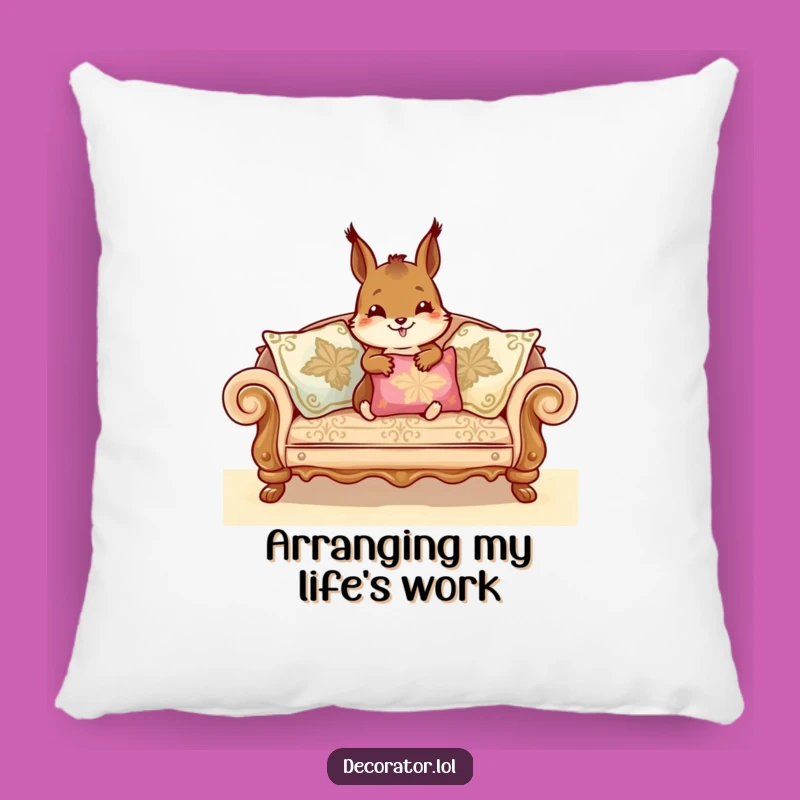 Funny Squirrel Accent Pillow: Cozy Sofa Charm, Perfect Humorous Home Decor Gift