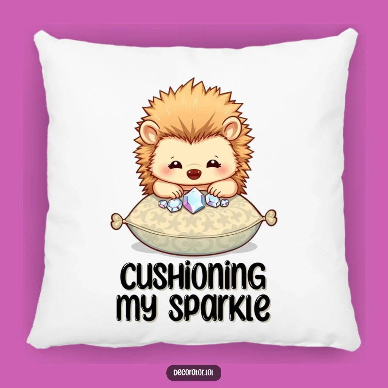 Funny Hedgehog Gem Pillow: Cozy Sparkly Gift!