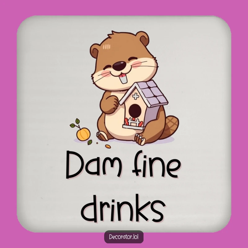 Funny Beaver Birdhouse Coaster Set: Gift for Table Protection!