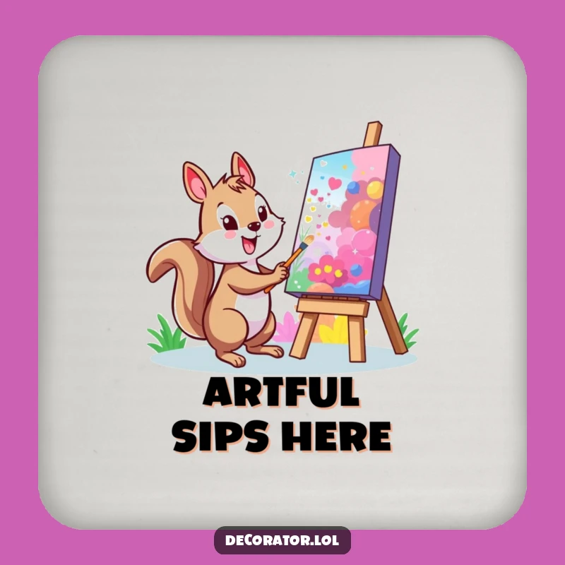Funny Squirrel Art Coaster: Protect Surfaces, Cute Funny Gift