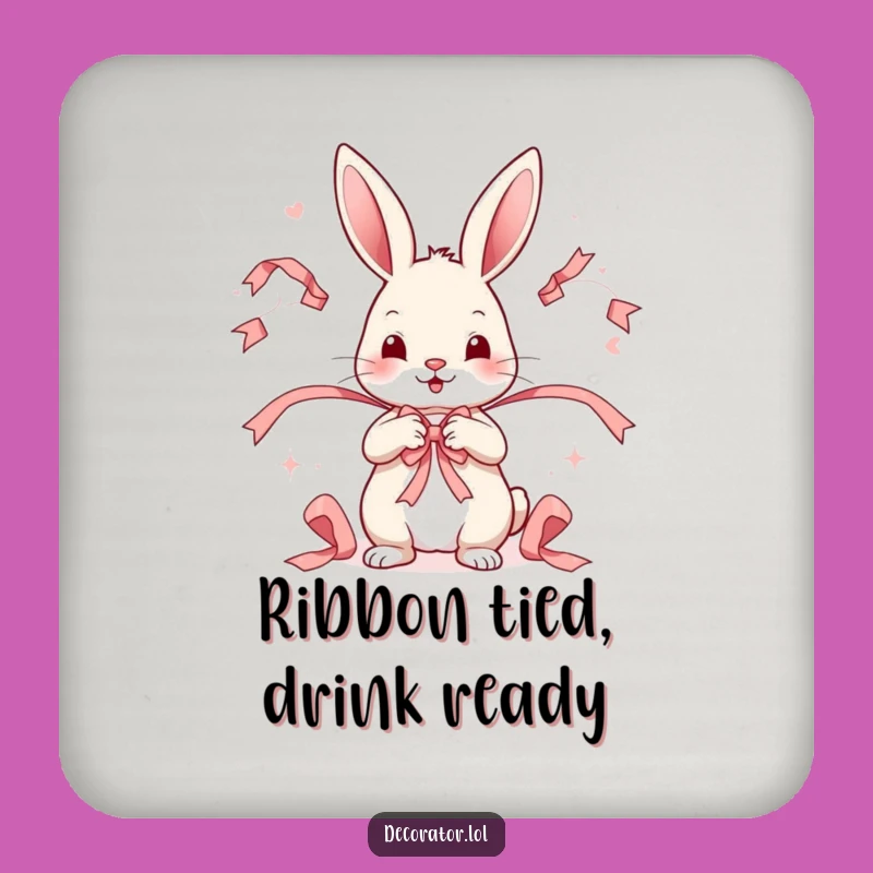 Funny Rabbit Ribbon Coaster Set: Whimsical Gift for Table Protection!