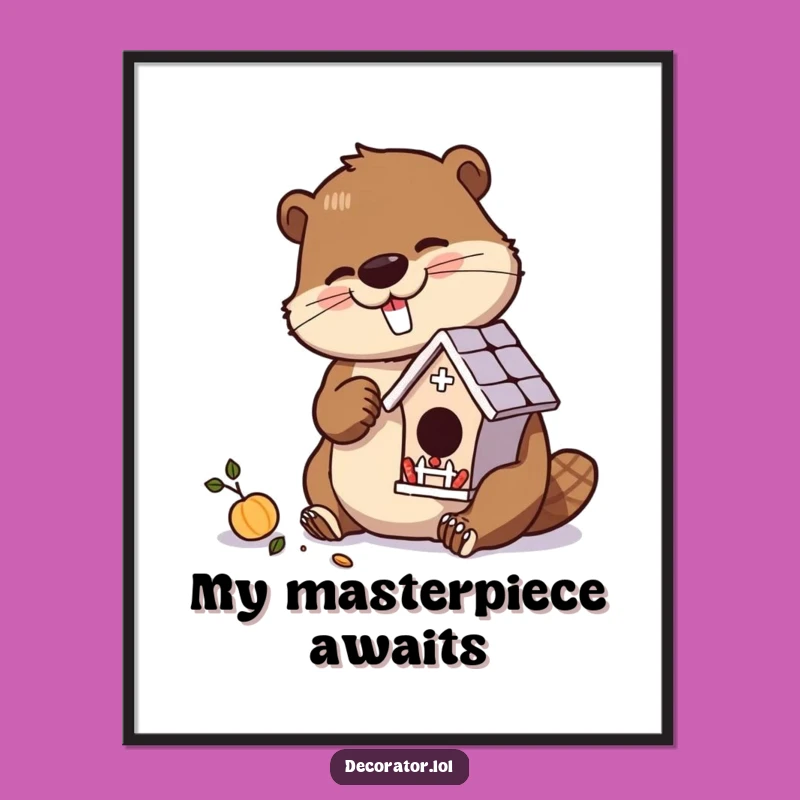 Funny Beaver Birdhouse Art Poster: Decor for Builders!