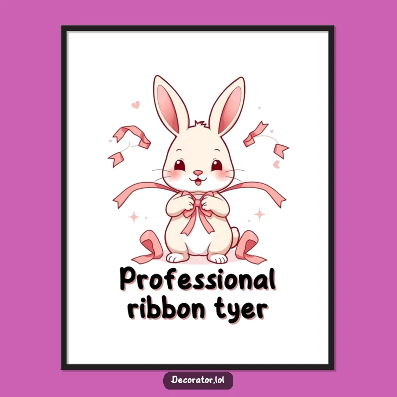 Funny Rabbit Ribbon Art Poster: Whimsical Decor for Walls!
