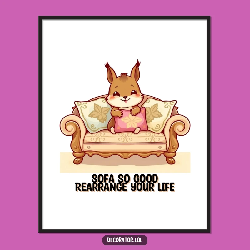 Funny Free Printable Wall Art: Squirrel Decorating Sofa - Hilarious Downloadable Art!