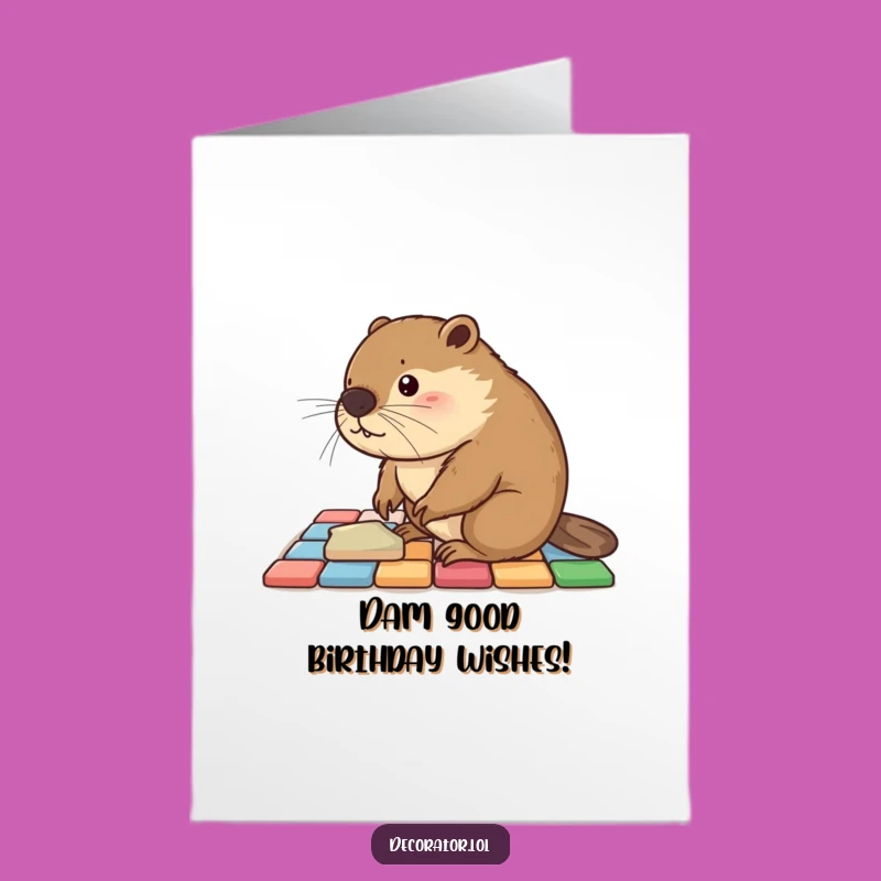 Free Printable Birthday Card: Busy Beaver Tile Humor Downloadable Gift