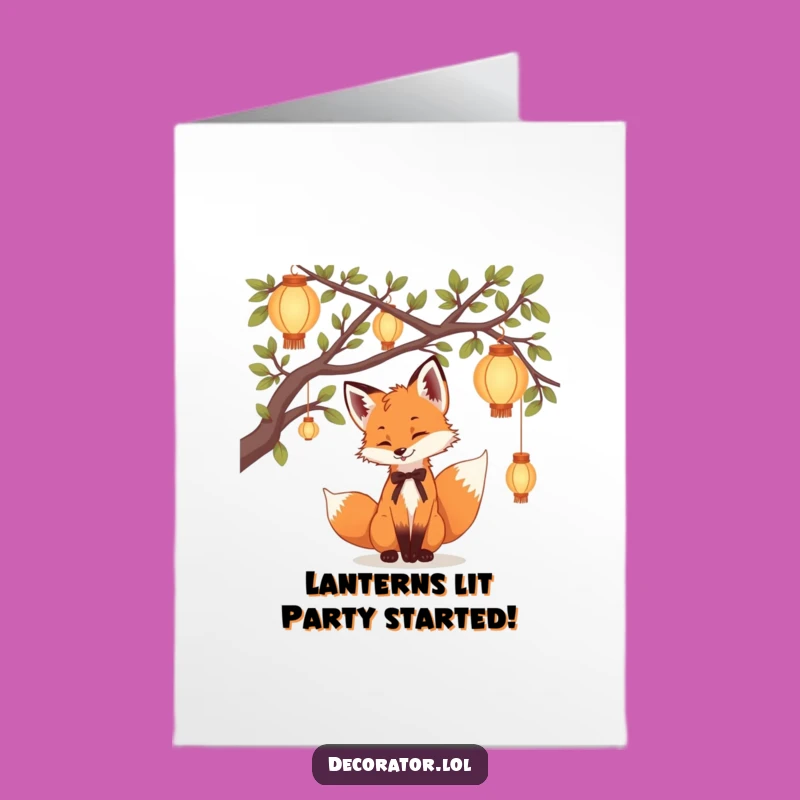 Free Printable Birthday Card: Fox Lanterns - Whimsical DIY Gift for Fun!