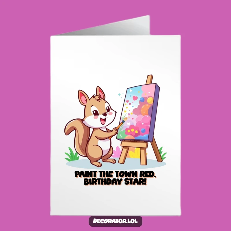 Free Printable Squirrel Birthday Card: Funny Art Mural Downloadable Greeting for Creatives
