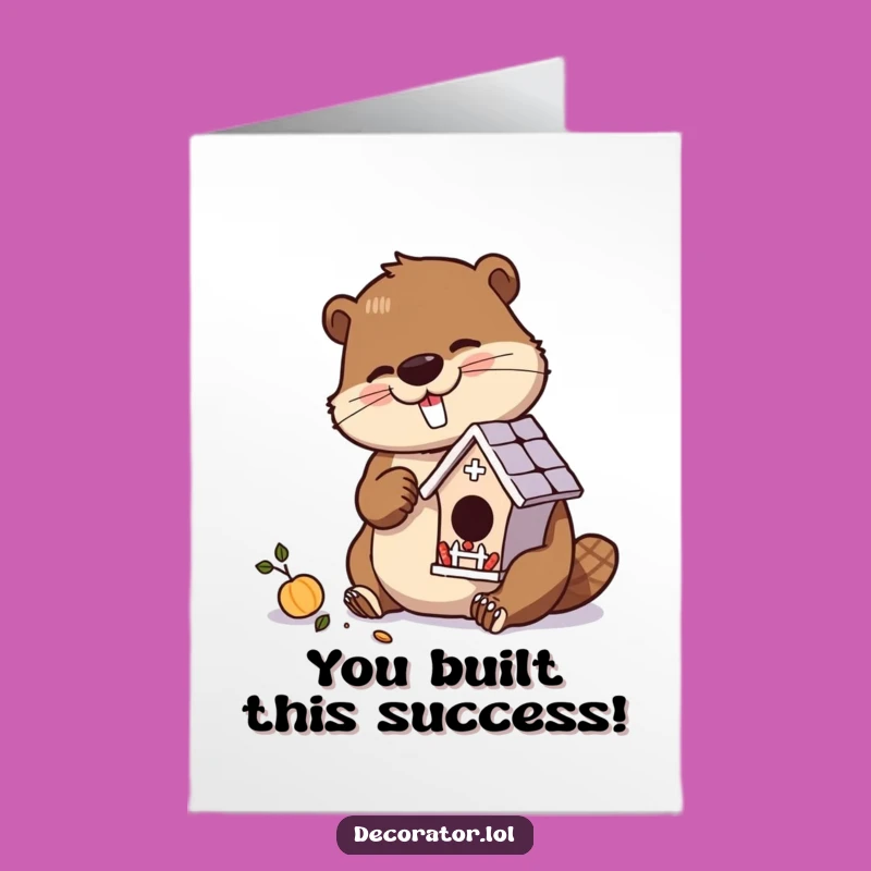 Free Printable Congrats Card: Beaver's Masterpiece, Downloadable Celebration Art