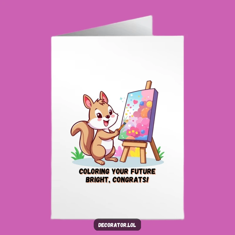 Free Printable Squirrel Card: Funny Art Mural Congratulations Downloadable Greeting