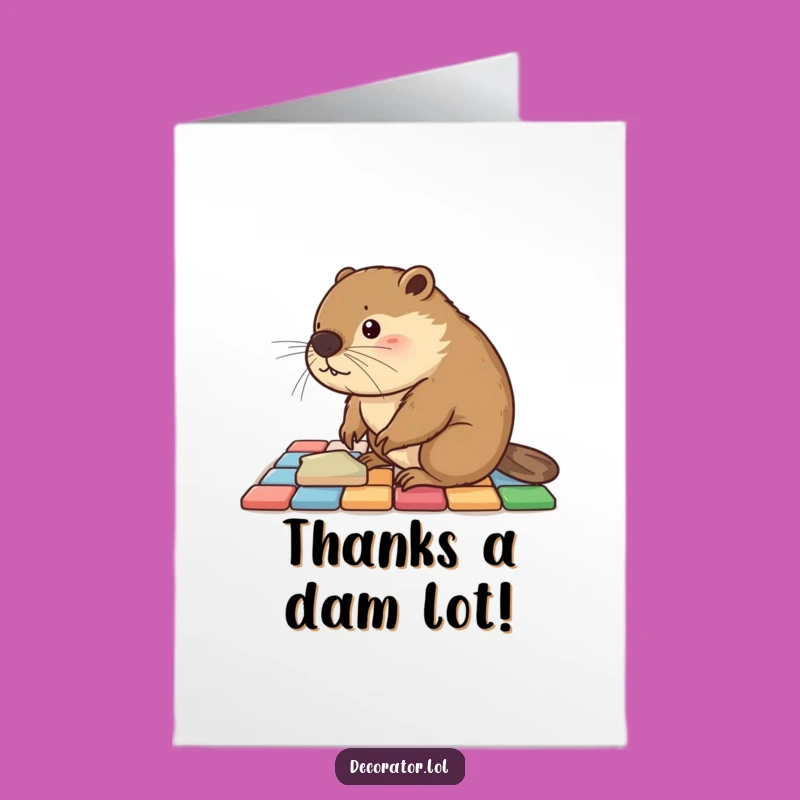 Free Printable Thank You Card: Busy Beaver Tile Humor Downloadable Gift