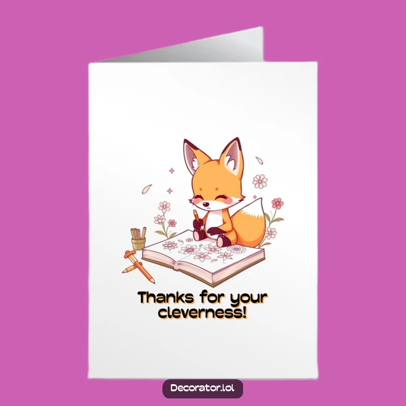 Thoughtful Free Printable Thank You Card: Fox's Sketch Art, Grateful Download