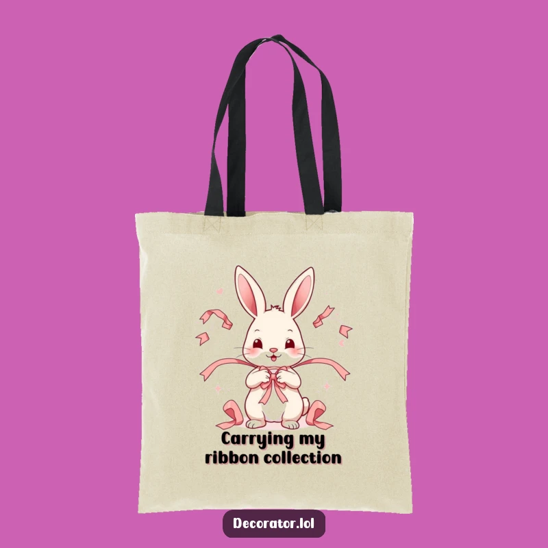 Funny Rabbit Ribbon Tote Bag: Whimsical Gift for Stylish Shoppers!